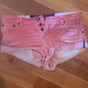 Rare One Teaspoon Pink Denim Shorts